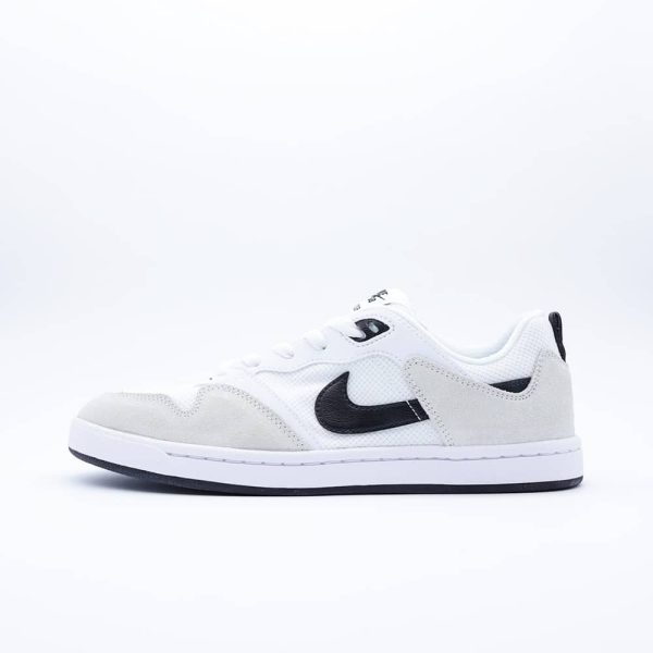 Tenis Nike SB Alleyoop para hombre y mujer, colores blanco y negro, corte bajo. Diseño fabricado en malla y gamuza con suela de goma.
